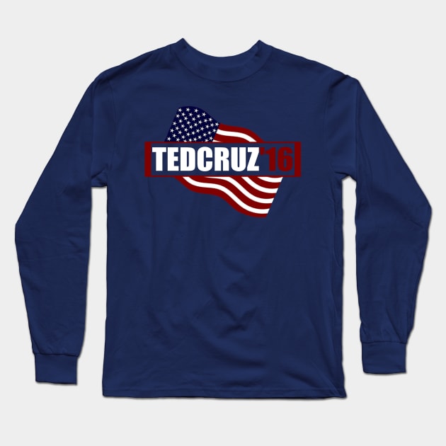 Ted Cruz US Flag Long Sleeve T-Shirt by ESDesign